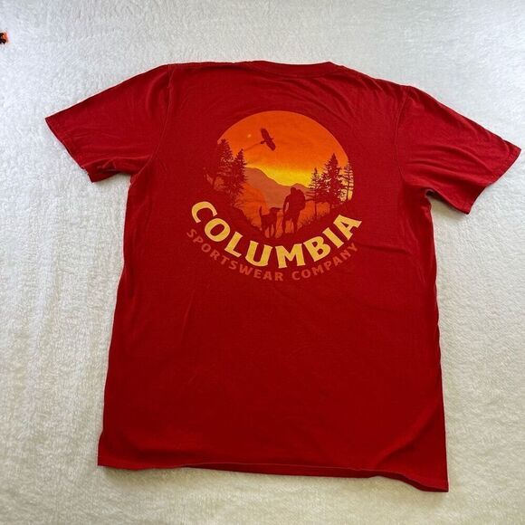 Columbia Sportswear Company T-Shirt Mediun Red Short Sleeve Back Hiking Graphic - Picture 9 of 11